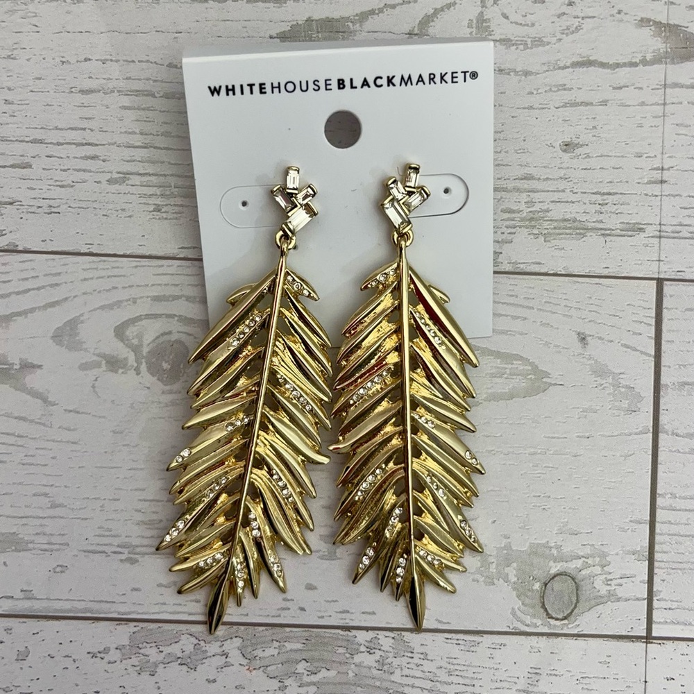 White House Black Market Gold Tone Leaf Earrings